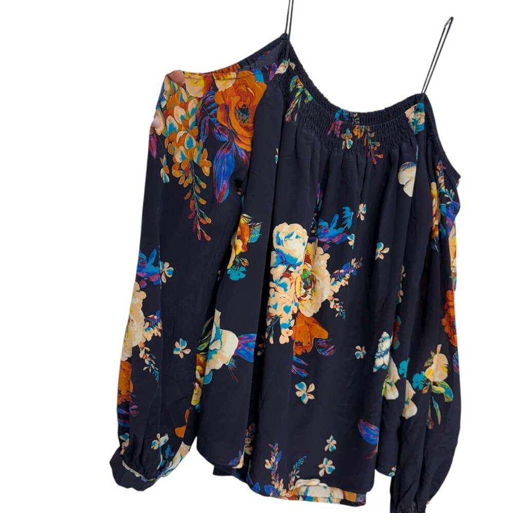 Anthropologie Maeve Tallie Open-Shoulder 100 % Silk Top Blouse Women's size M - Picture 5 of 8